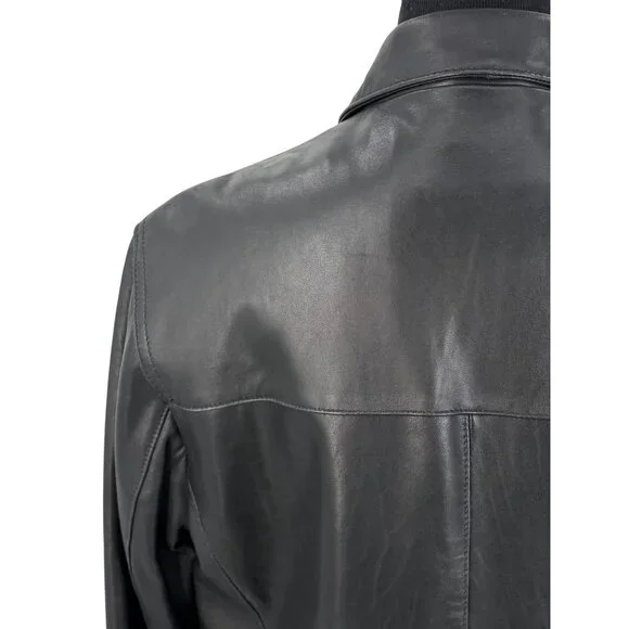 VTG Perry Ellis Portfolio Mens Black Lambskin Leather Jacket | 90s Quiet Luxury - Picture 9 of 16